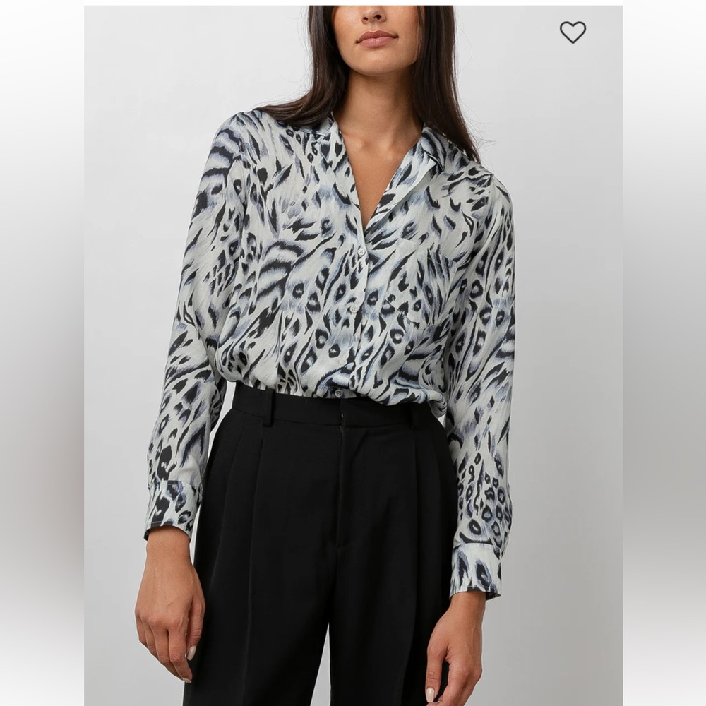 NWT Rails Rebel Ivory Snow Leopard Shirt size Large